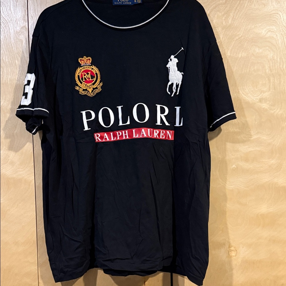 Ralph Lauren Black Graphic Tee with White Accents